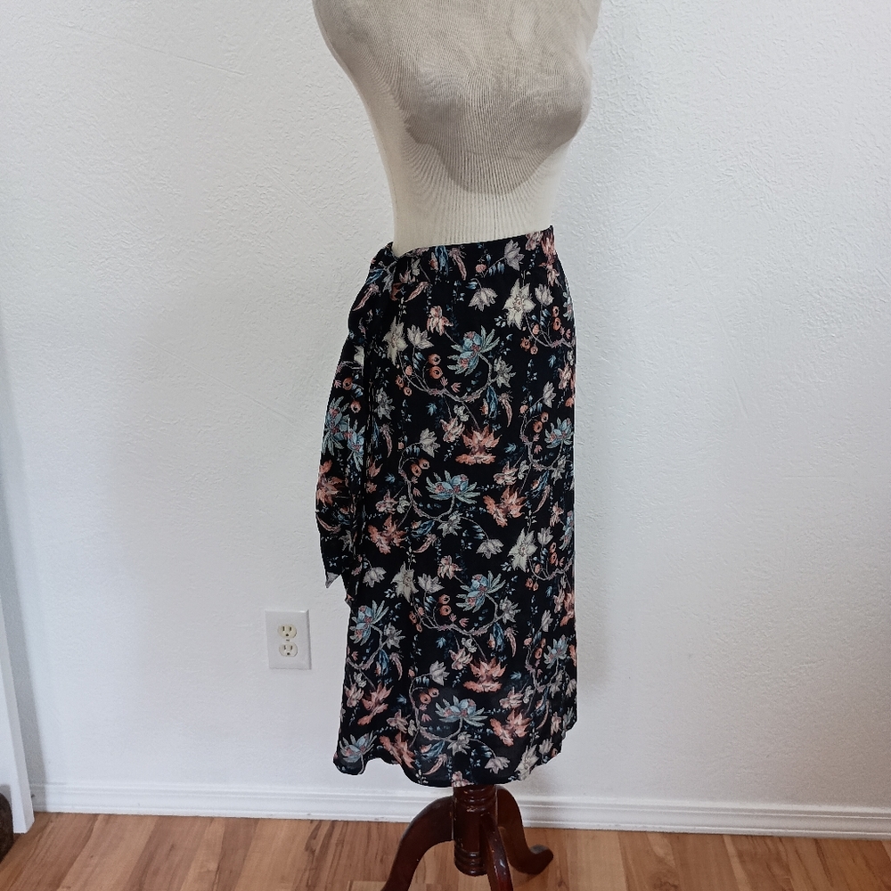 Adriana Degreas Black Floral Silk Midi Skirt - Picture 5 of 10